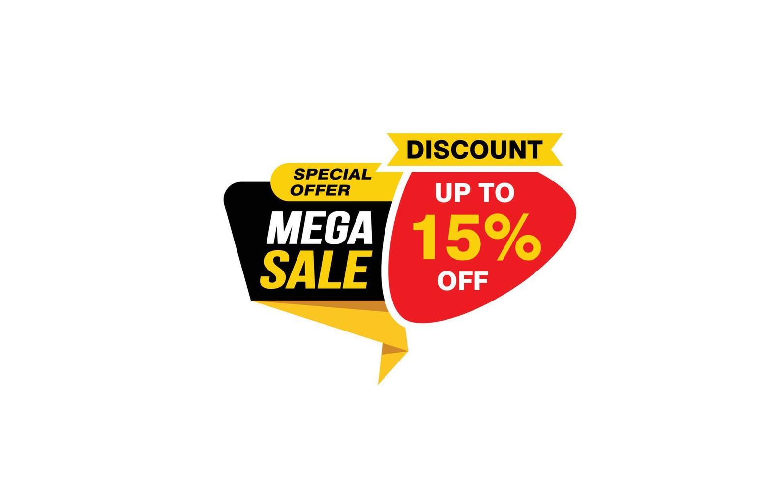 15 Percent MEGA SALE offer, clearance, promotion banner layout with sticker style. vector