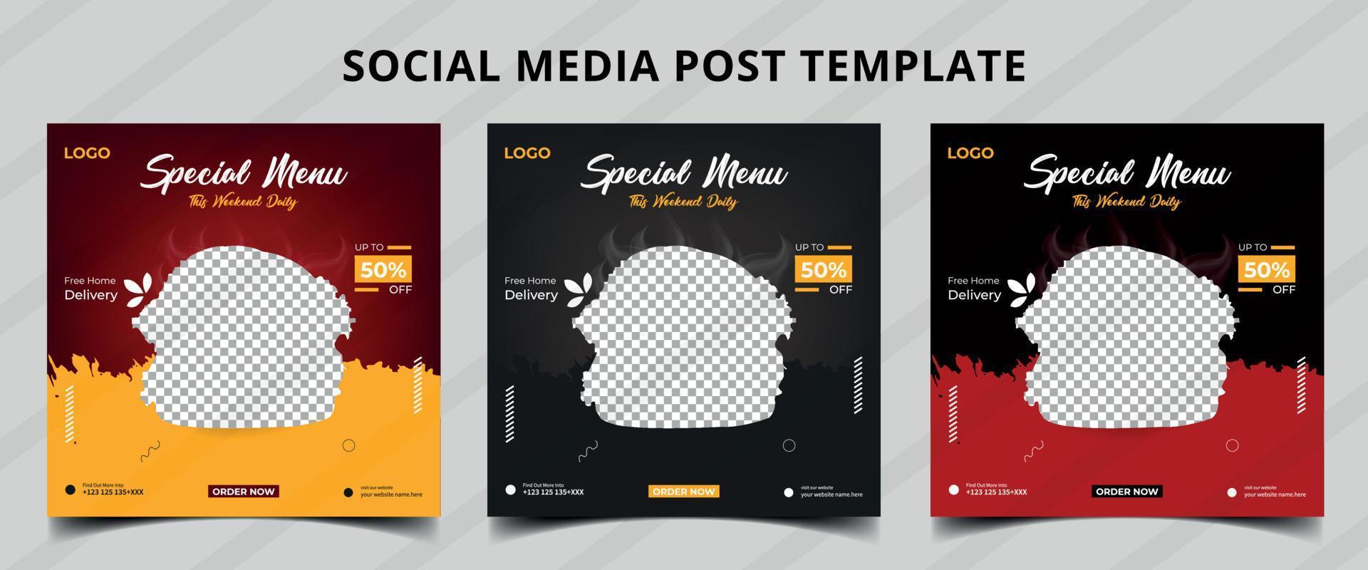 Food social media and promotion banner design template. for web banner ads. vector