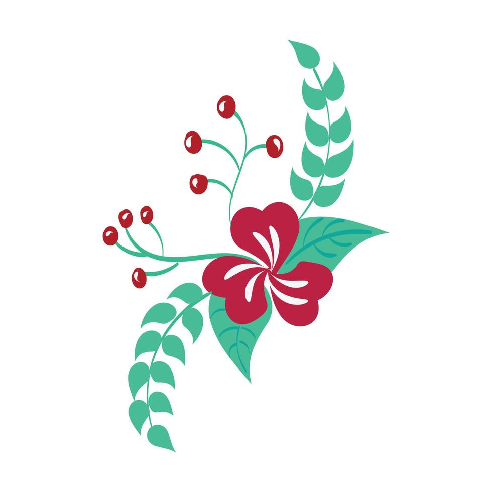 ilustración vectorial de ramo de flores. flor floral con hojas. Ilustración de vector plano colorido. decoración de primavera en un estilo plano simple y moderno para el diseño de impresión de vacaciones
