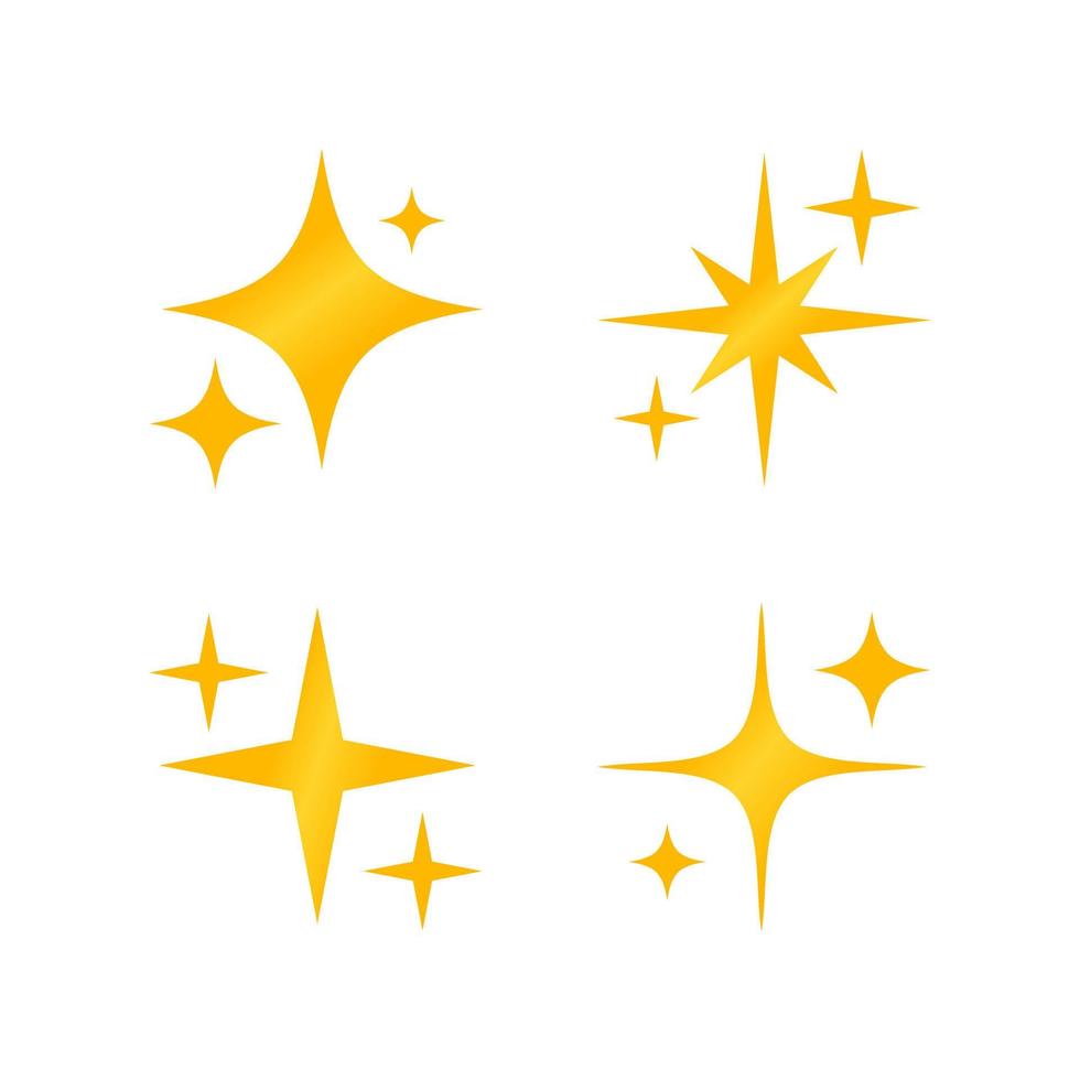 vector set of stars, varied sparkling yellow stars