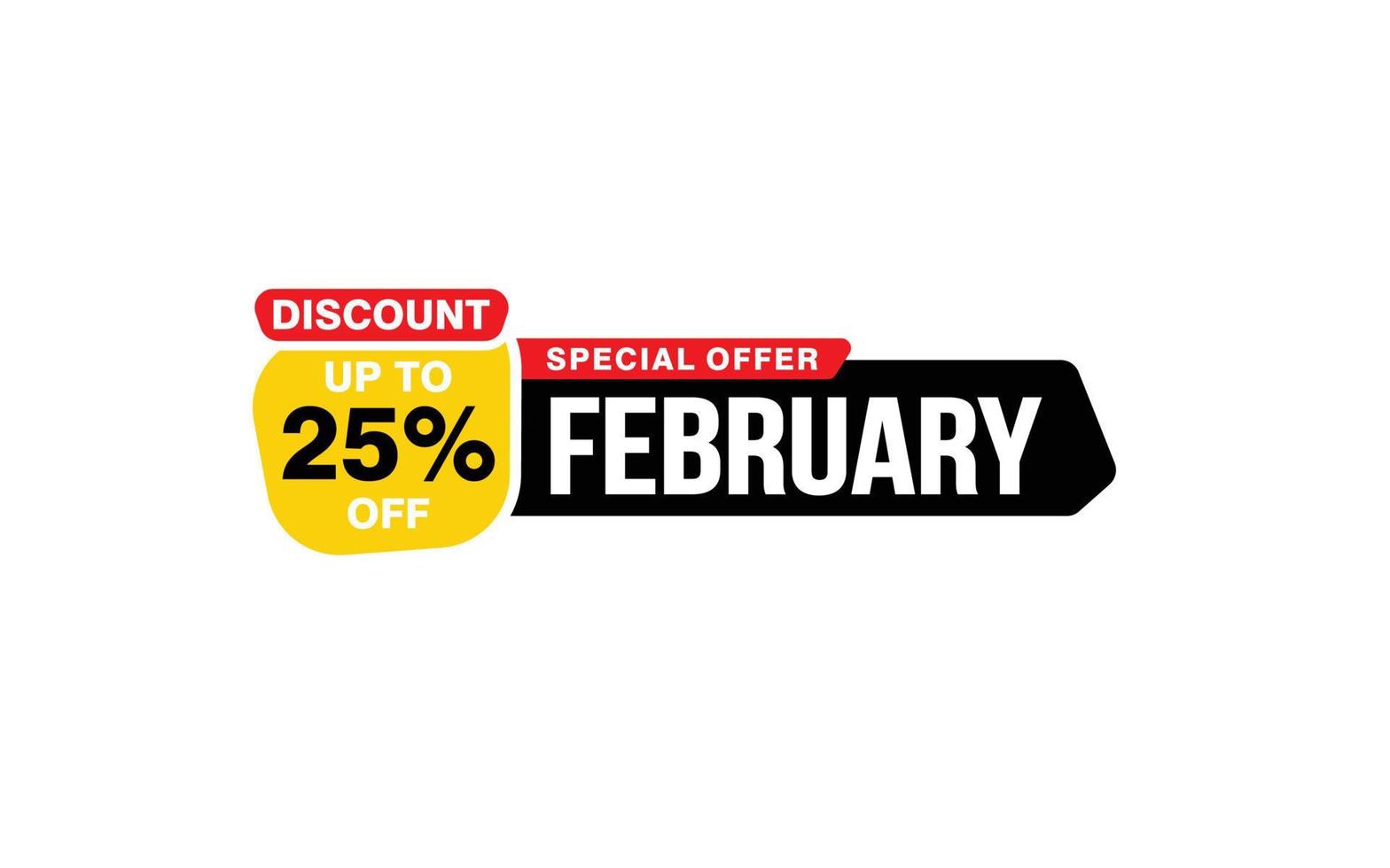 25 Percent FEBRUARY discount offer, clearance, promotion banner layout with sticker style. vector