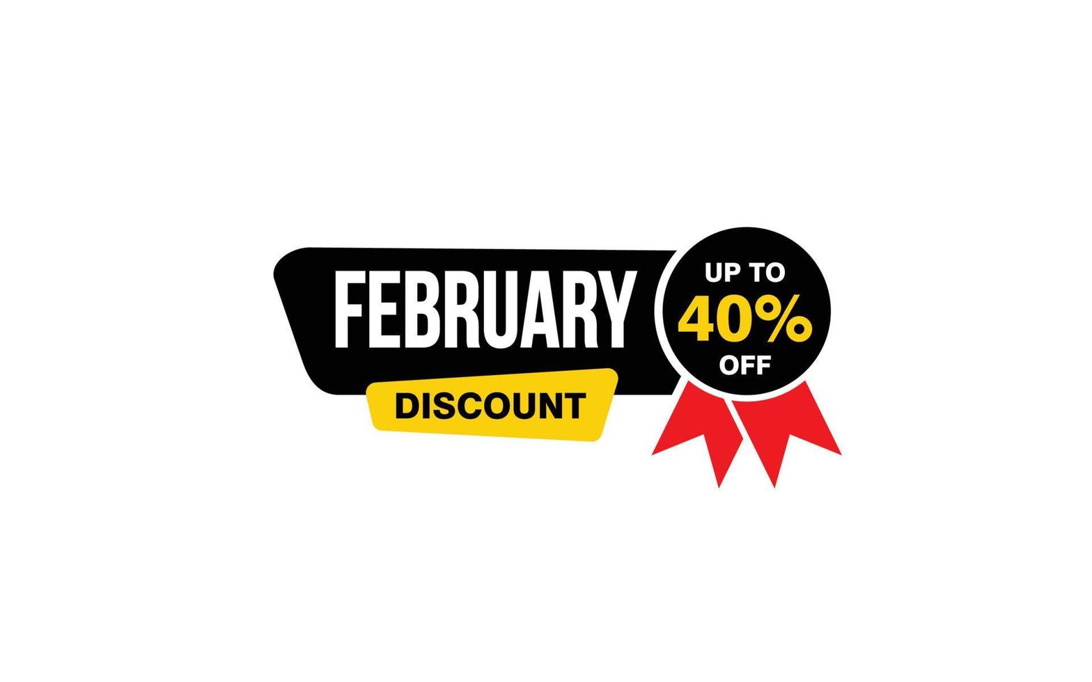 40 Percent FEBRUARY discount offer, clearance, promotion banner layout with sticker style. vector