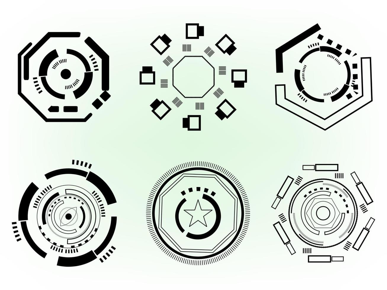 Set of tech gear wheel mechanical industry technology icon line abstract background pattern backdrop template vector illustration