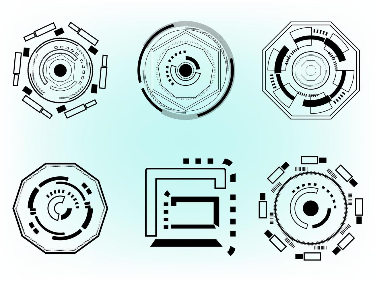 Set of tech gear wheel mechanical industry technology icon line abstract background pattern backdrop template vector illustration