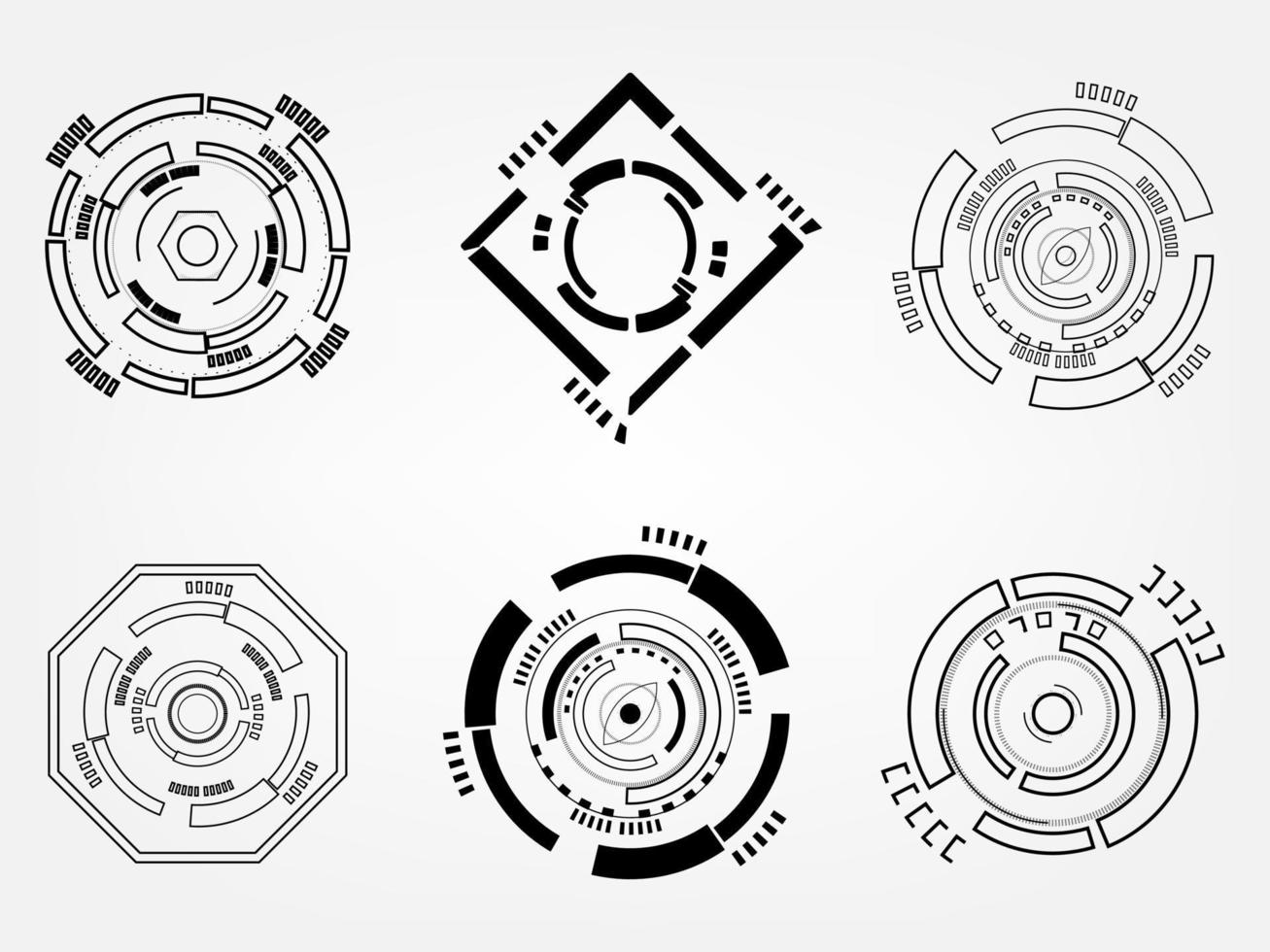 Set of tech gear wheel mechanical industry technology icon line abstract background pattern backdrop template vector illustration