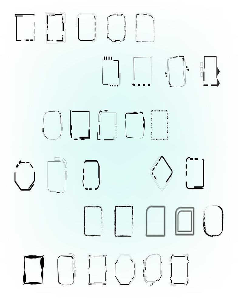 Set of gallery picture notebook letter frame art card decorative background pattern template vector illustration