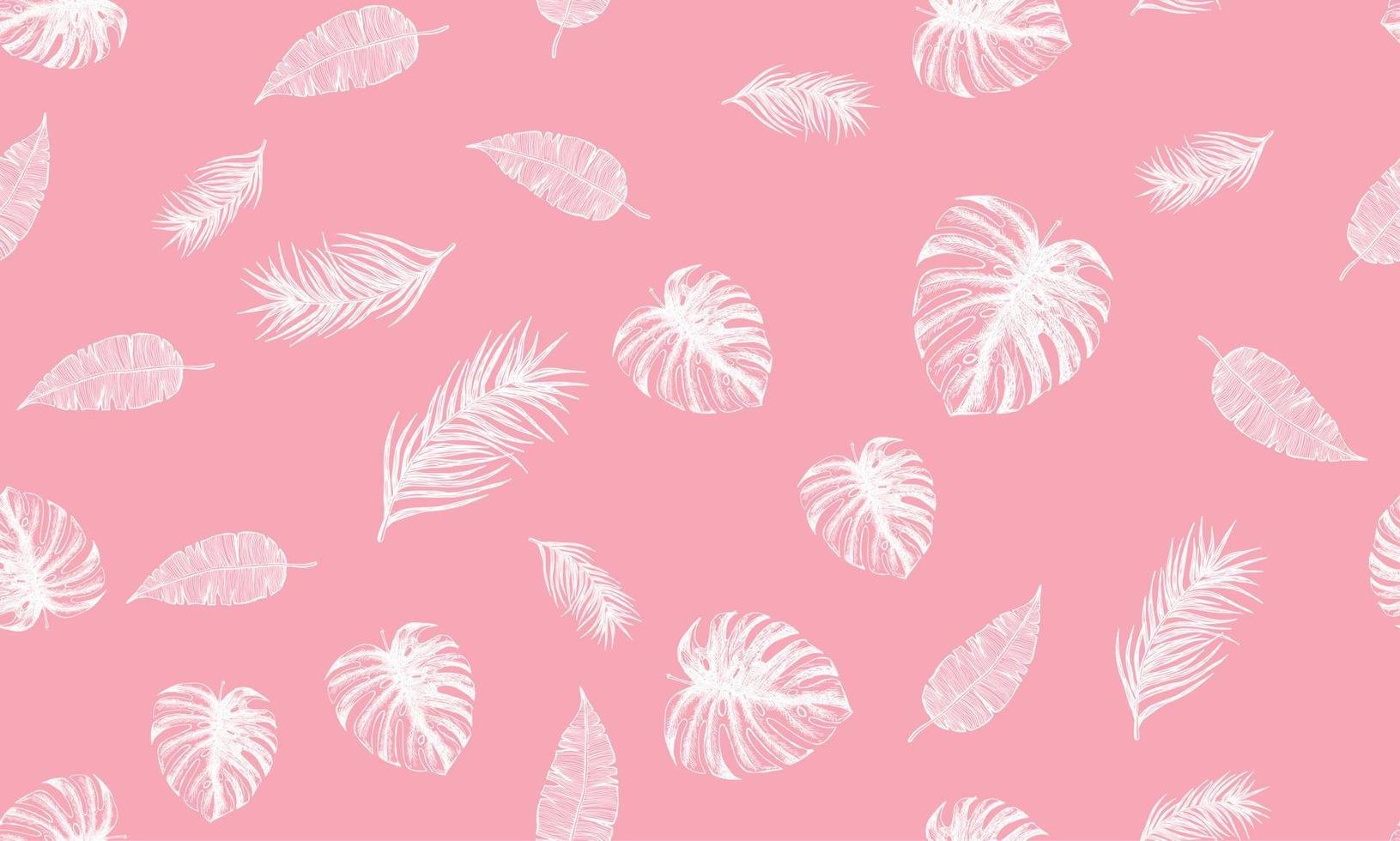 Tropical leaves pattern. Hand drawn illustration. vector