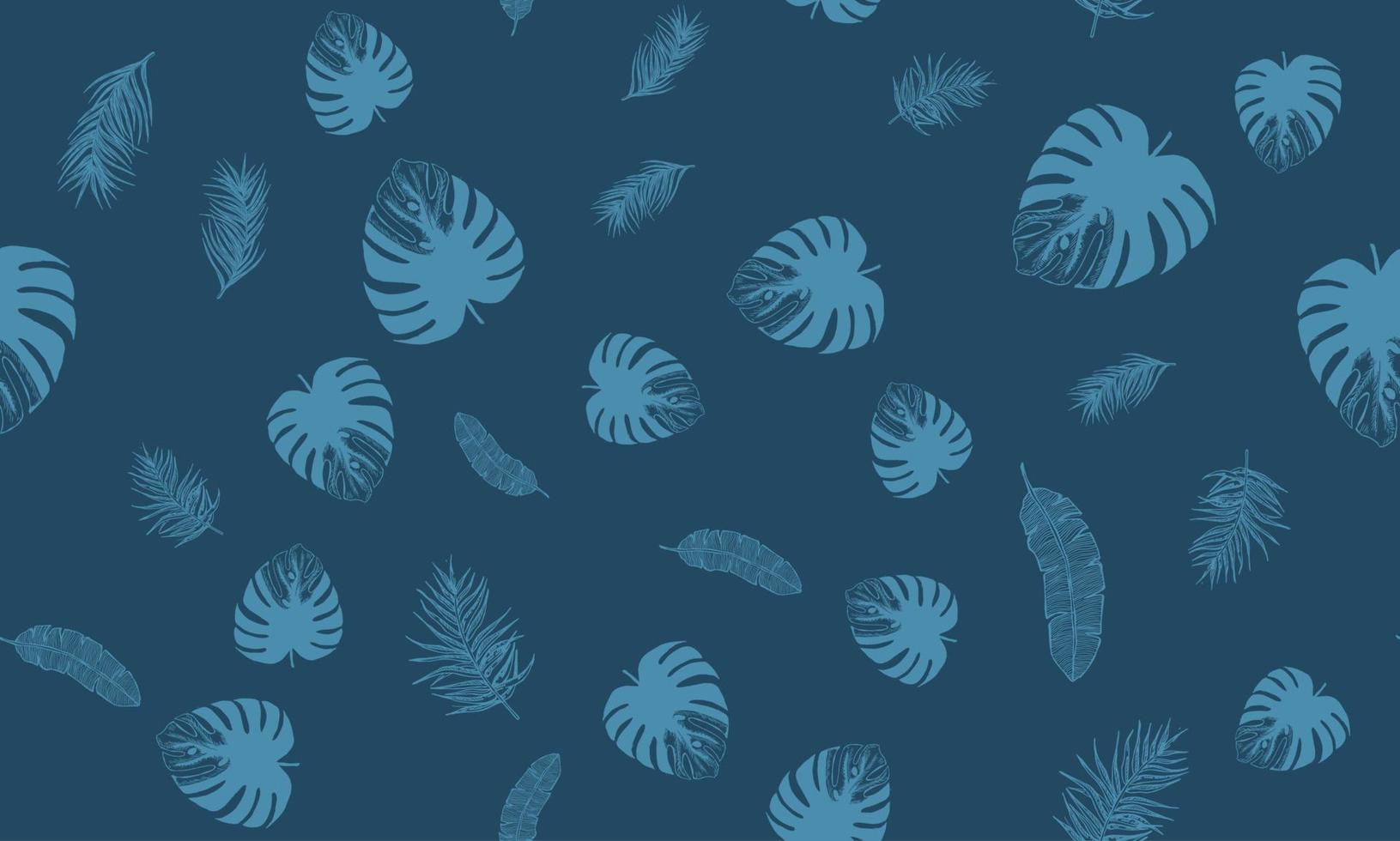 Tropical leaves pattern. Hand drawn illustration. vector