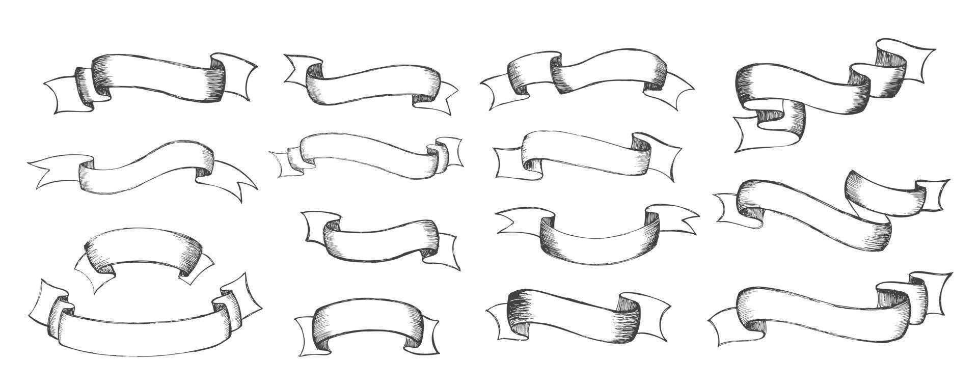 cintas pancartas dibujadas a mano. ilustración vectorial vector