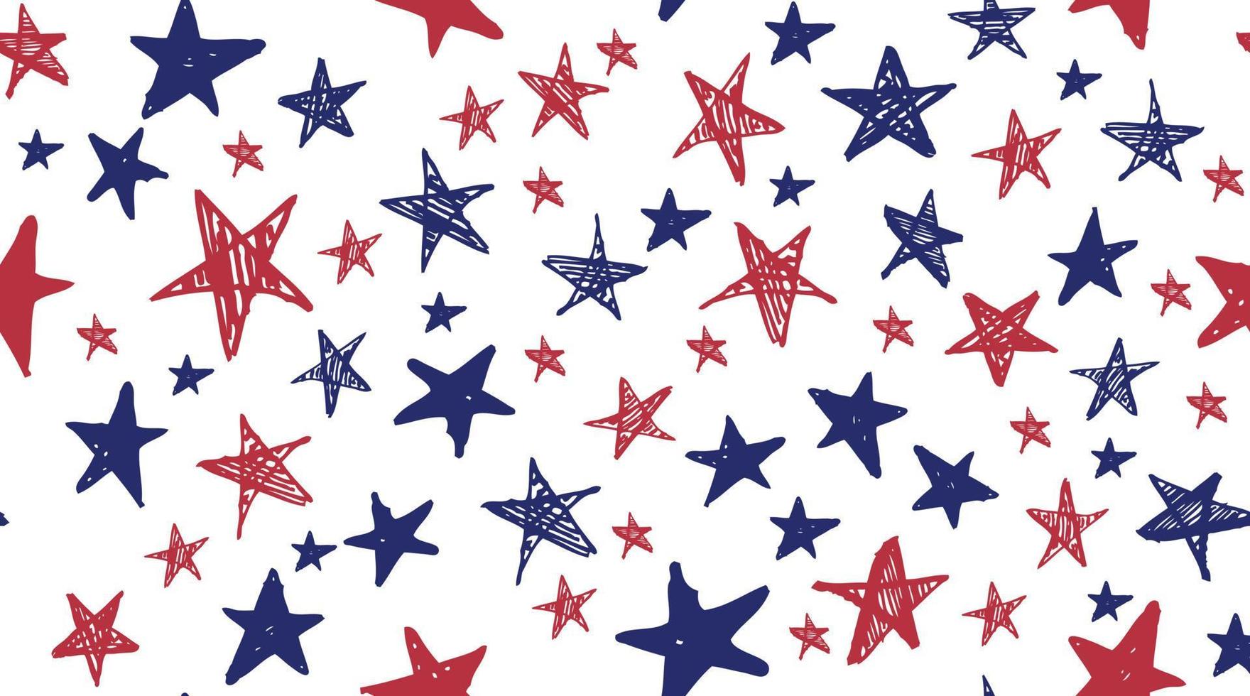 Independence Day USA. Presidents day. Hand drawn illustration. Stars grunge. vector