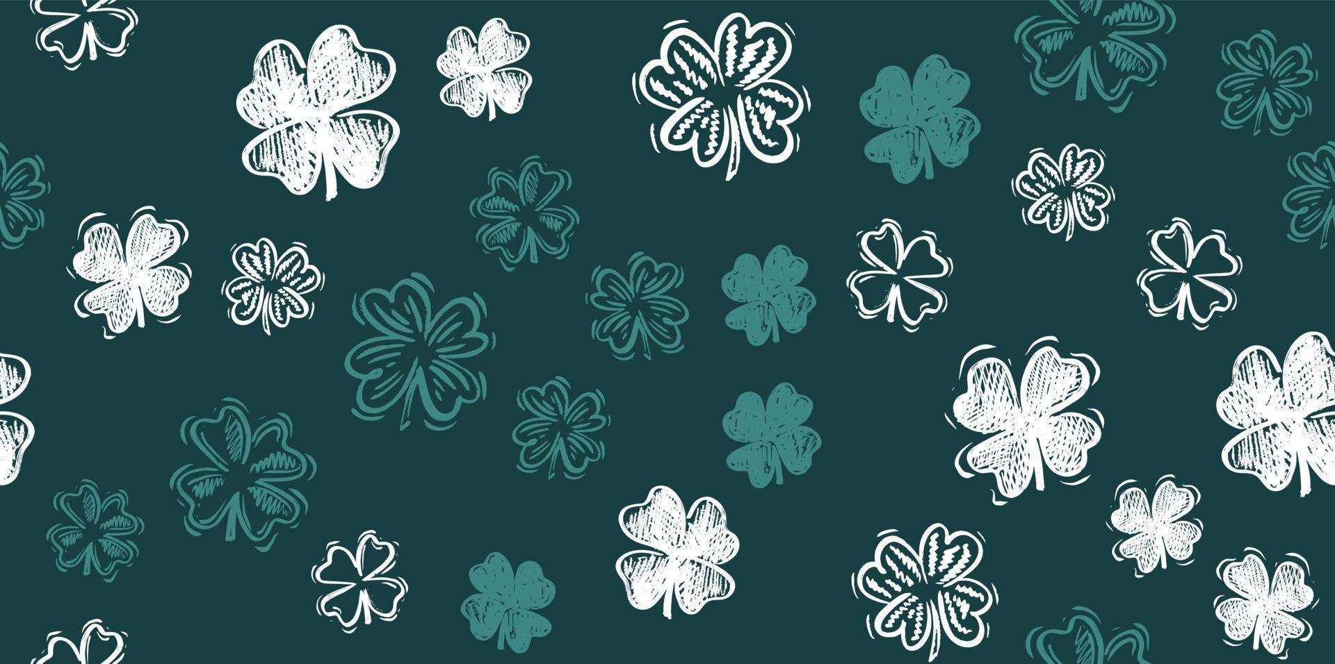 Saint Patricks Day, clover pattern, hand drawn illustrations. vector