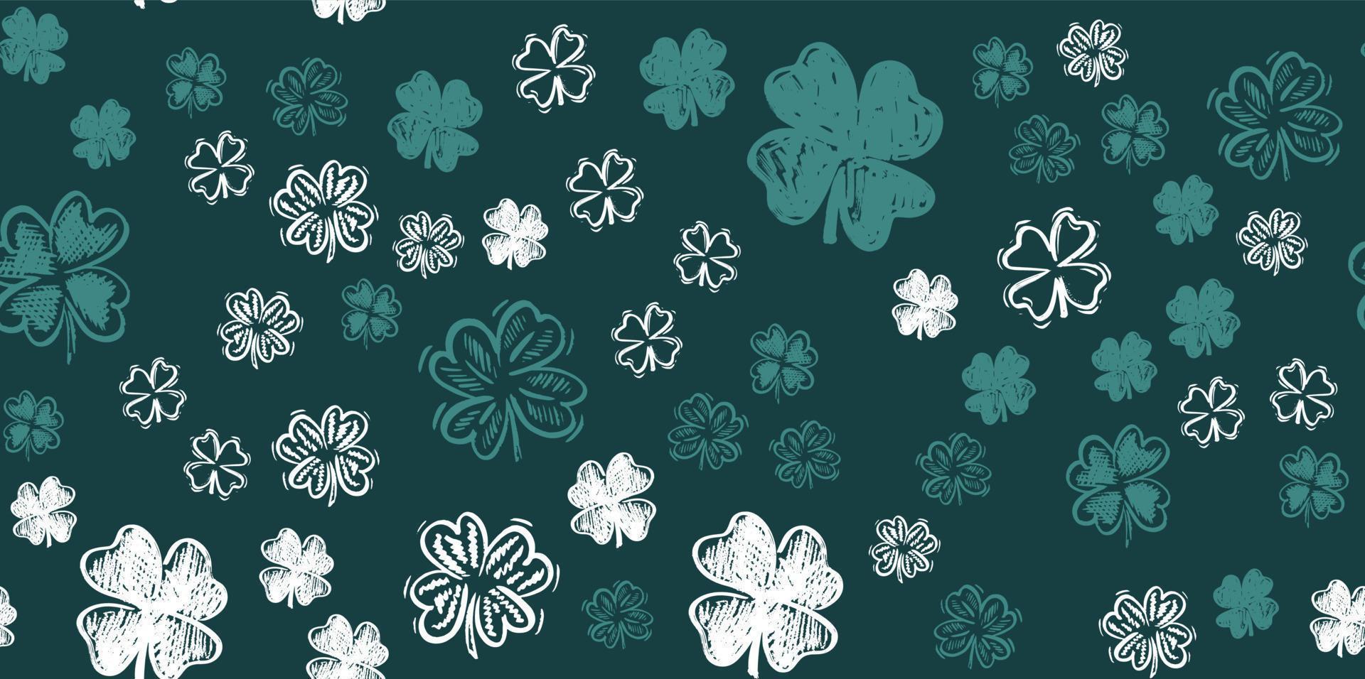 Saint Patricks Day, clover set, hand drawn illustrations vector