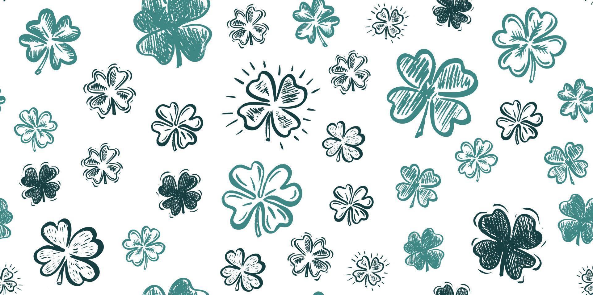 Saint Patricks Day, clover set, hand drawn illustrations vector