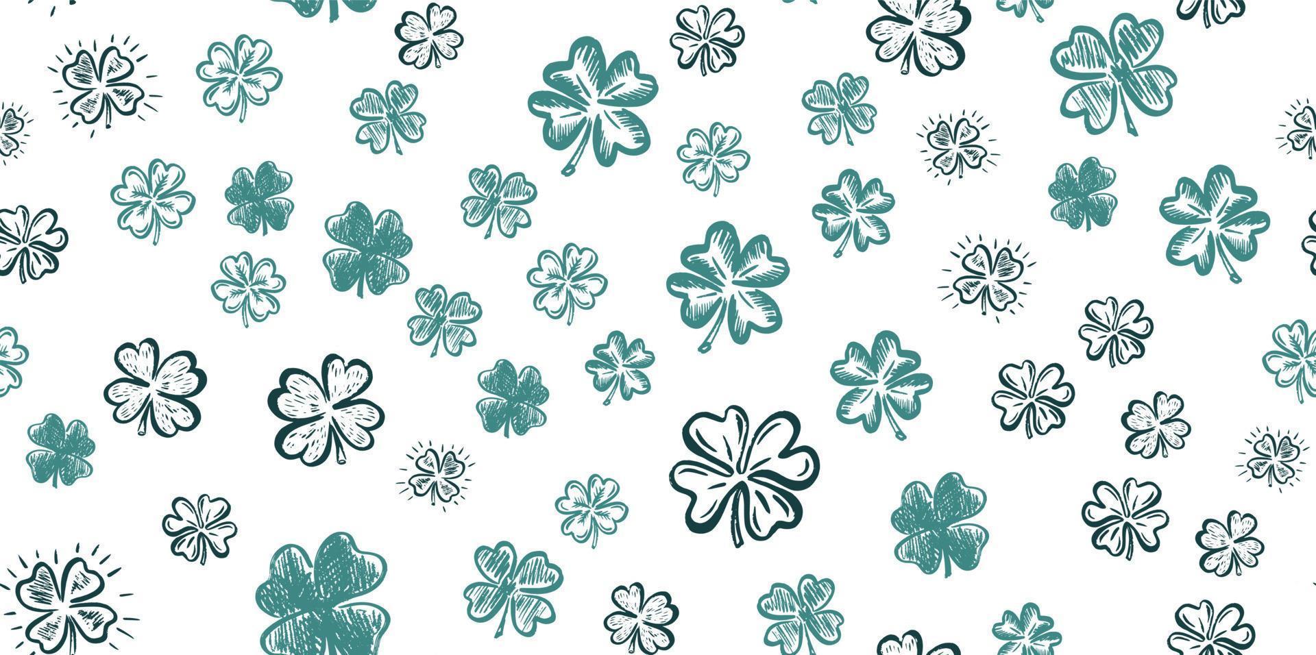 Saint Patricks Day, clover set, hand drawn illustrations vector