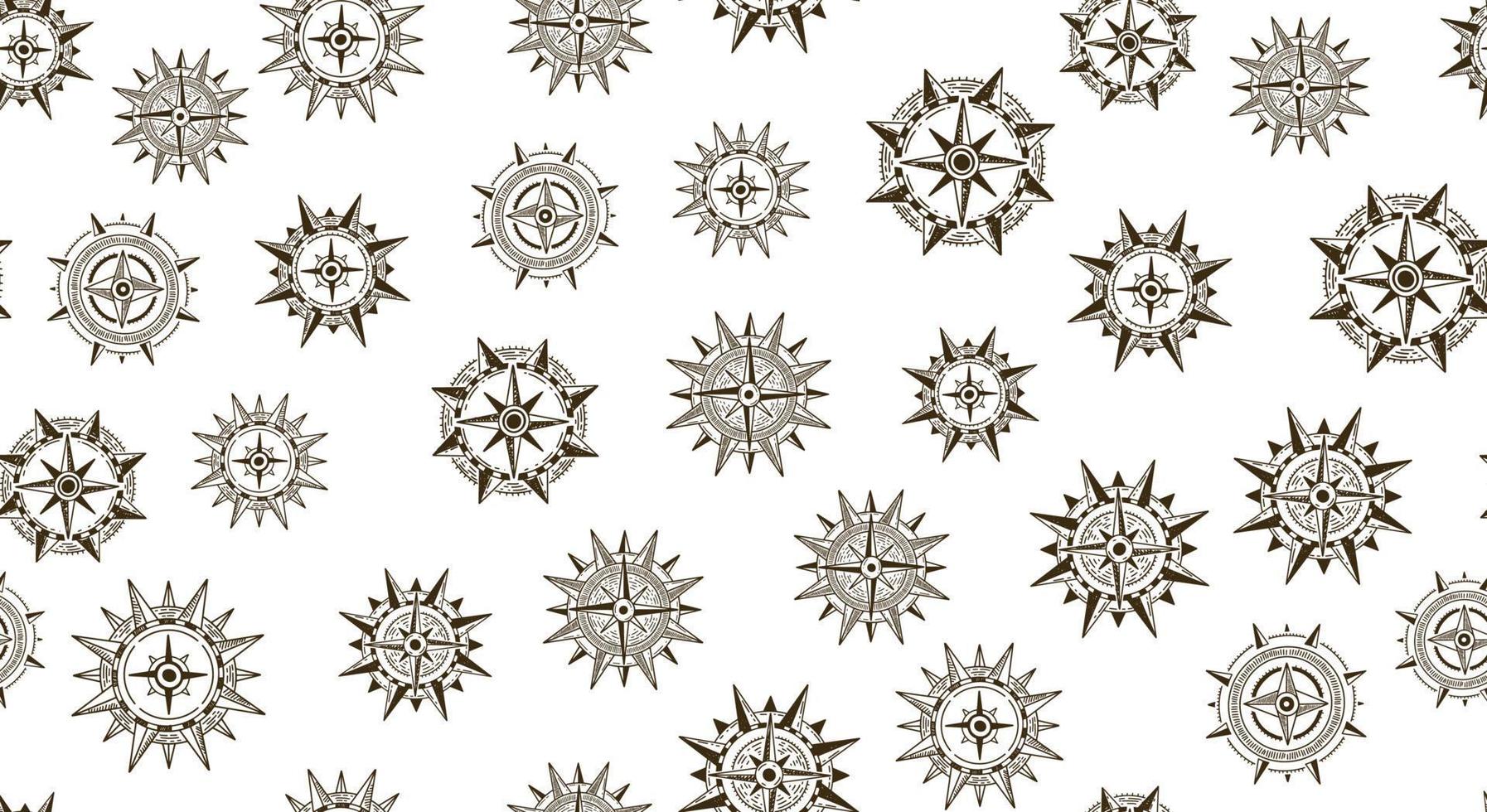 Compass Wind rose, pattern, hand drawn Illustration vector