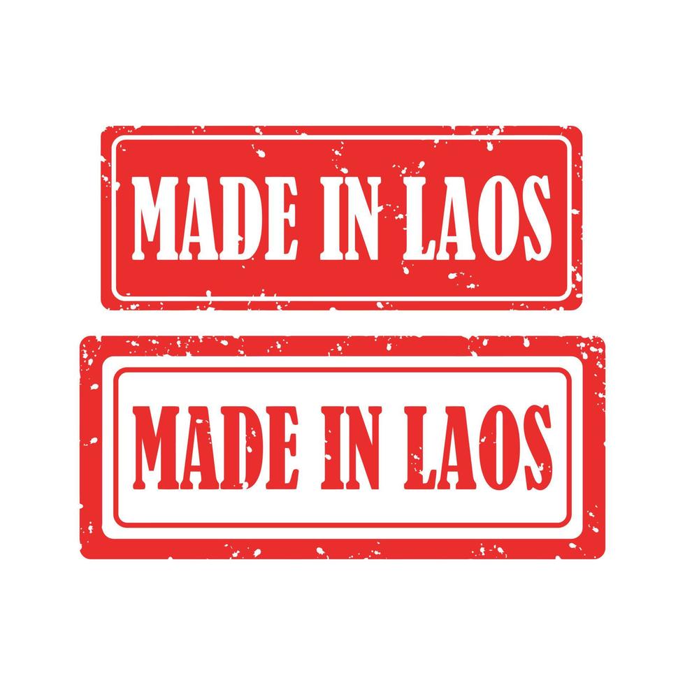 Made in Laos Red grunge Rubber Stamp. vector