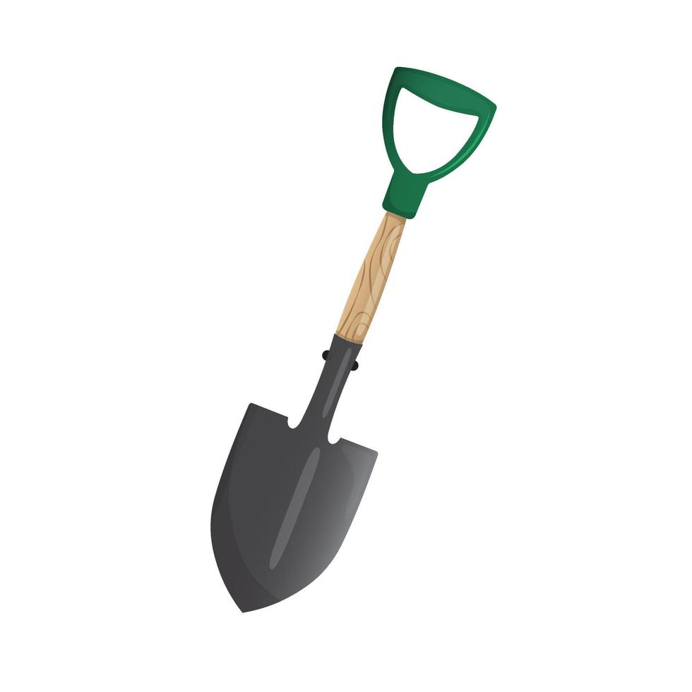 Shovel illustration. Shovel for garden, camping, fire shovel. Vector illustration of izdolized on white background.