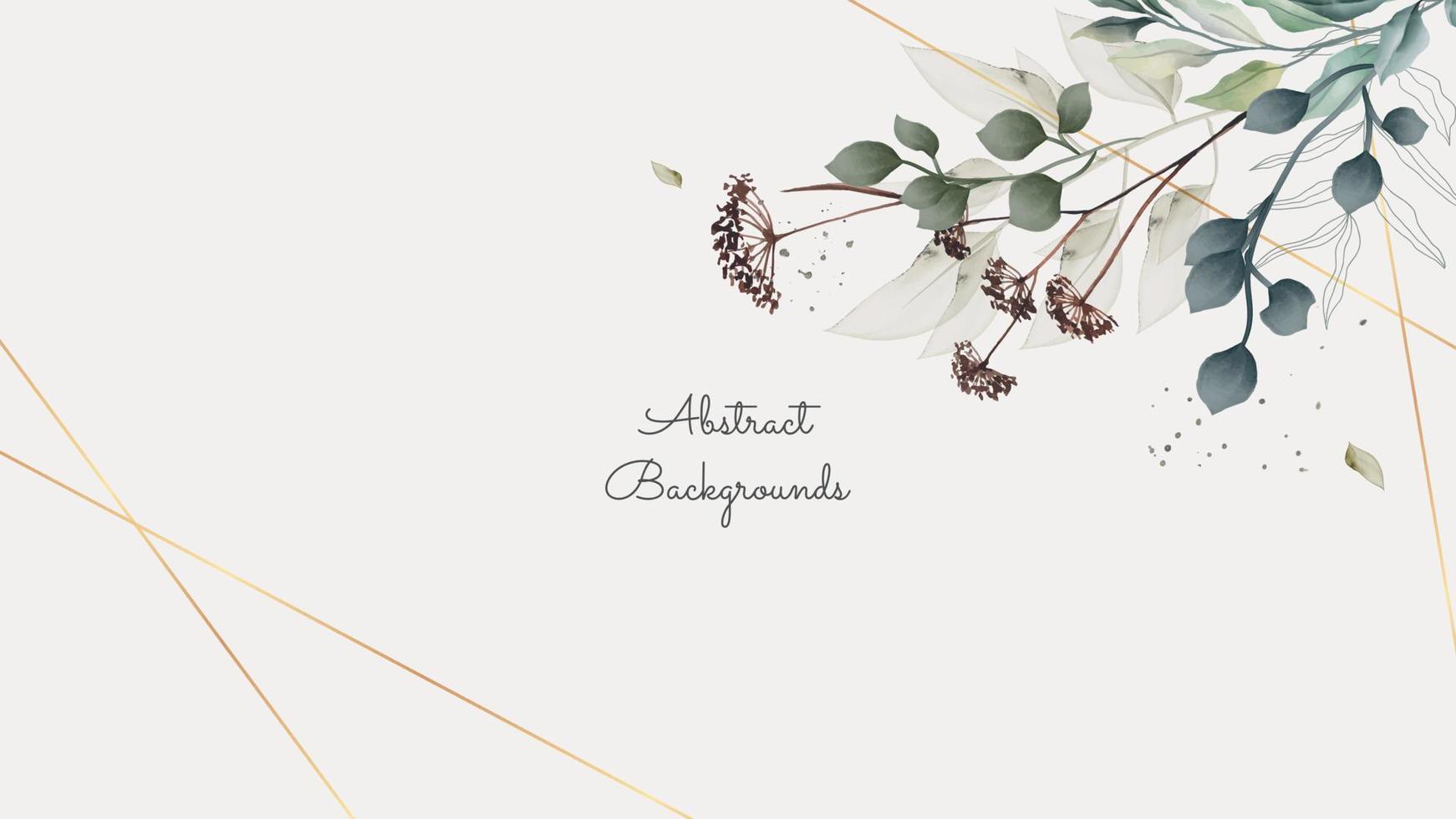 Rustic abstract background with watercolour grey-green leaves. Vector template