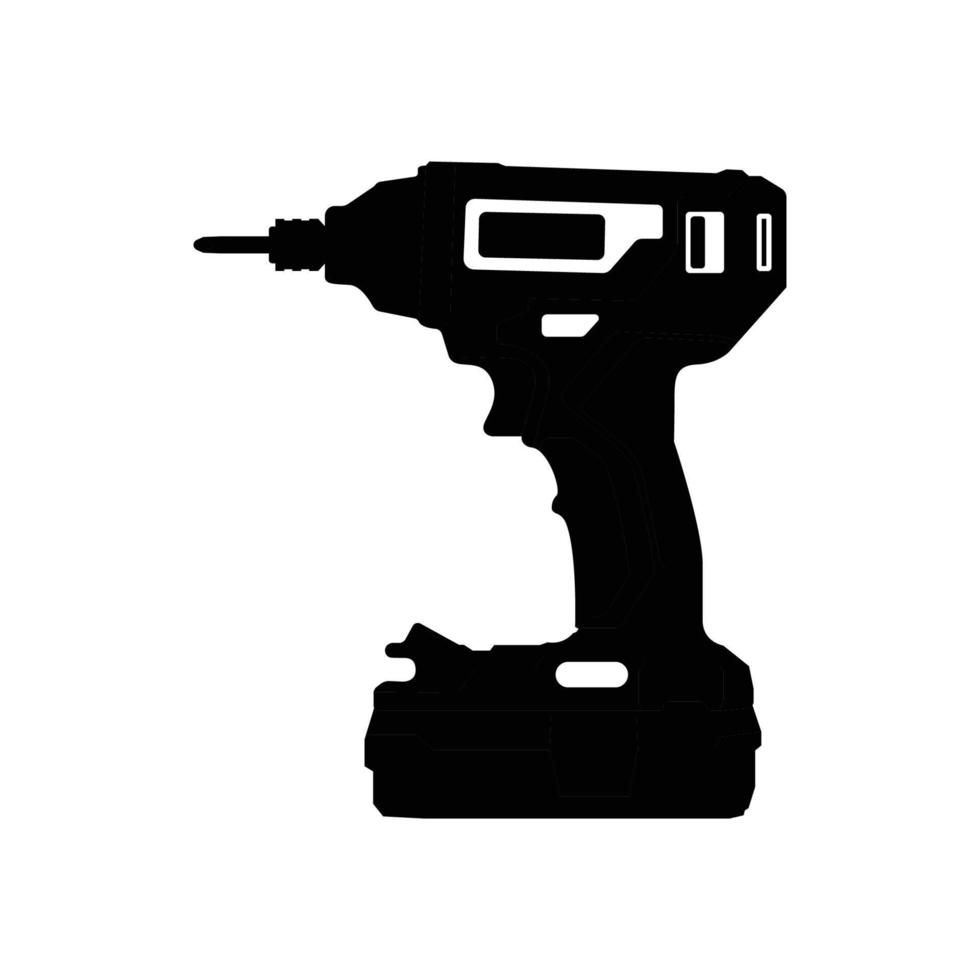 Hand Drill Silhouette. Black and White Icon Design Element on Isolated White Background vector