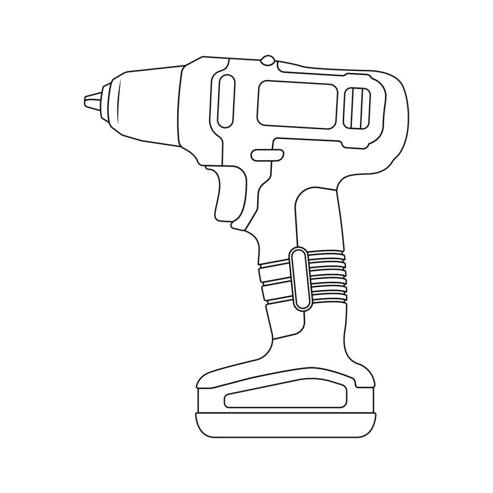 ilustración de icono de contorno de taladro manual sobre fondo blanco aislado vector