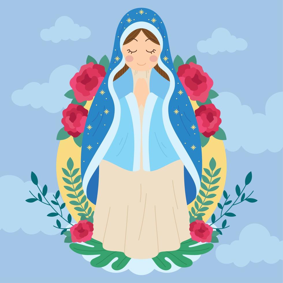 aislado lindo vector de carácter virgen maría