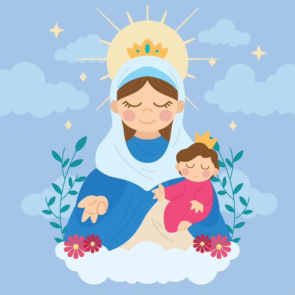 aislado lindo vector de carácter virgen maría