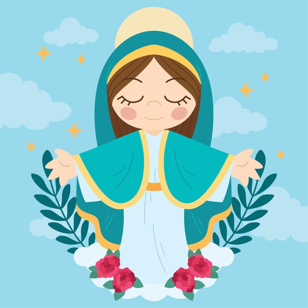 Isolated cute virgin mary character Vector