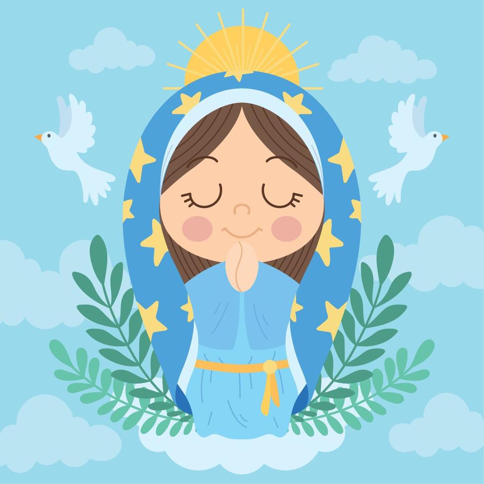 Isolated cute virgin mary character Vector