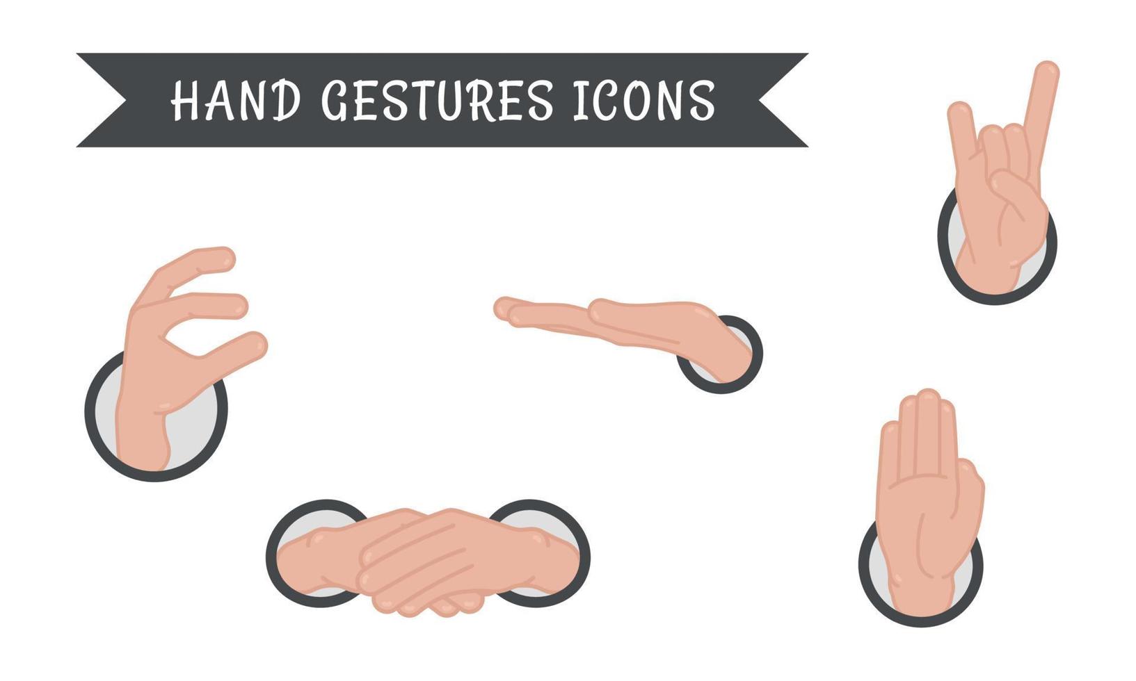 Set of different hand gesture icons Vector