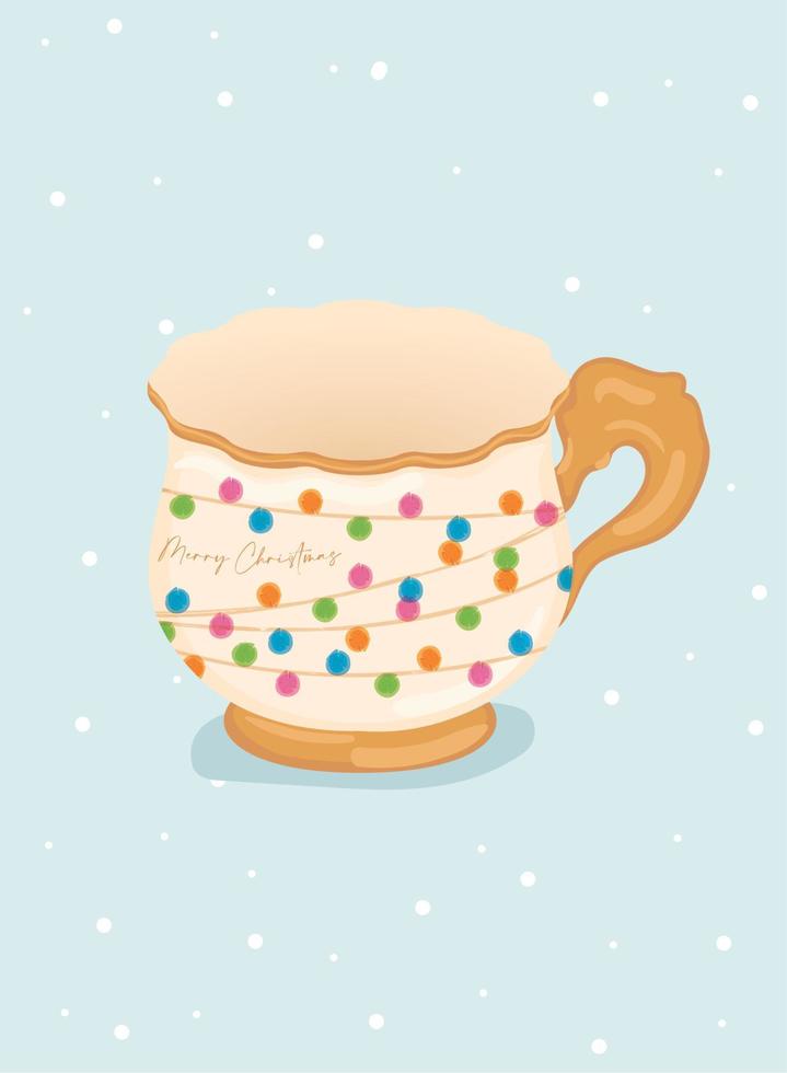 vector de taza de té de navidad detallado aislado