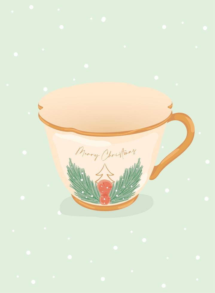 vector de taza de té de navidad detallado aislado