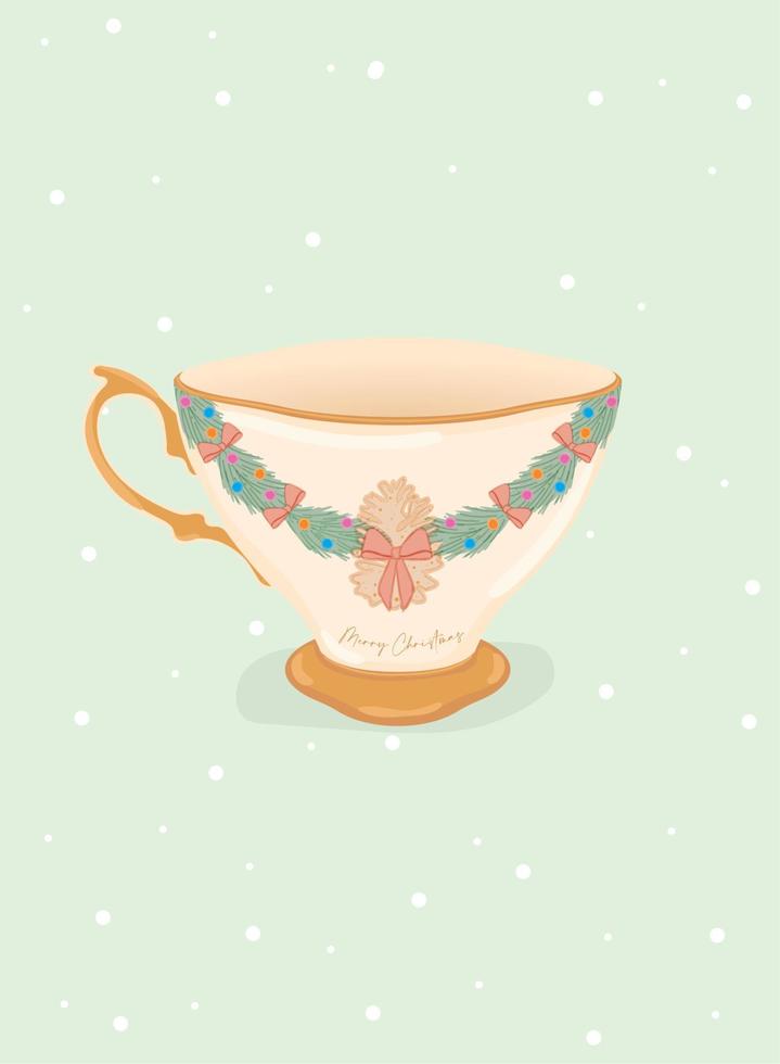 Isolated detailed christmas tea cup Vector