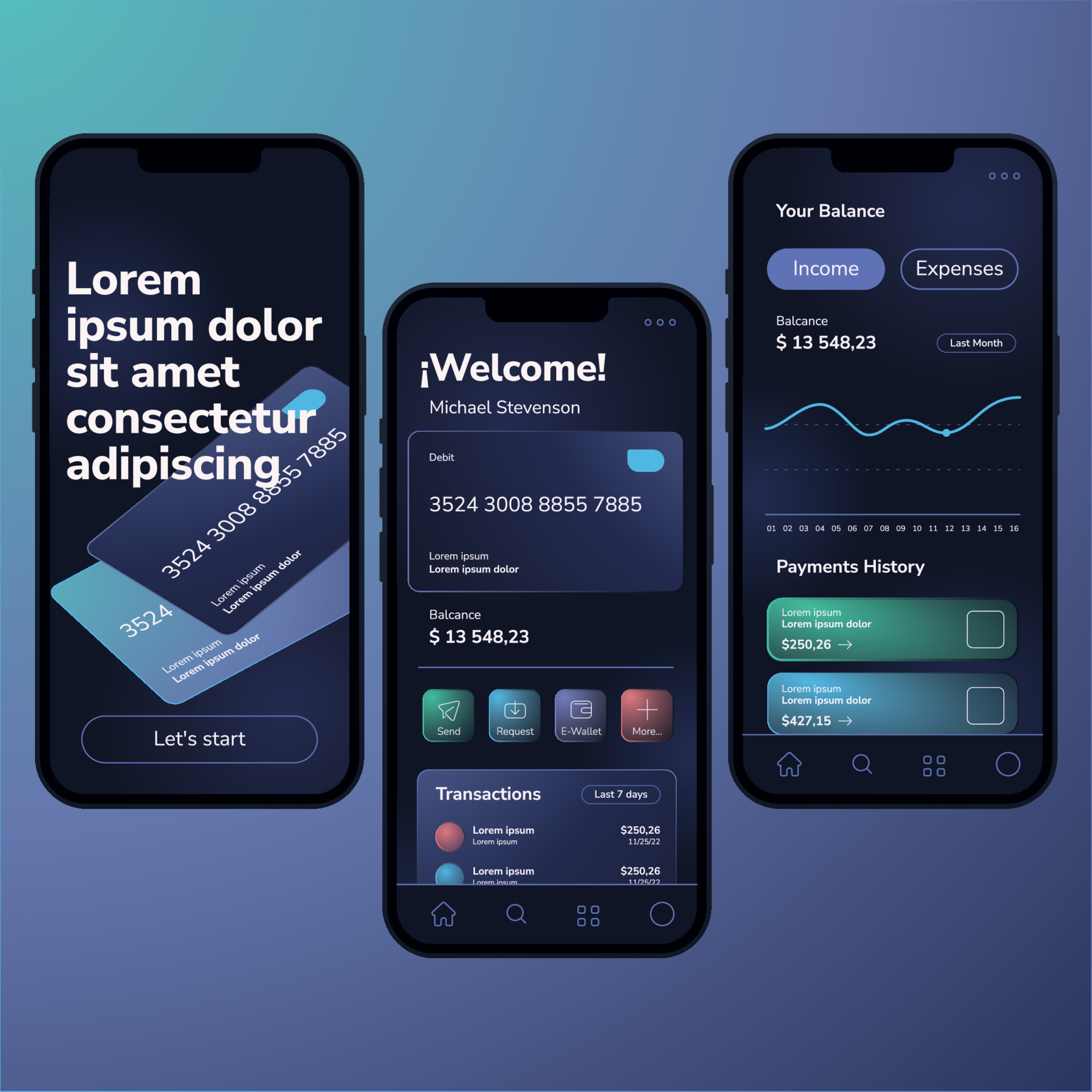 Colored business mobile app ui mockup template Vector 18861085 Vector