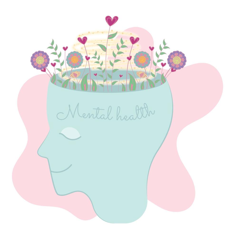 Mental health colored concept image Vector