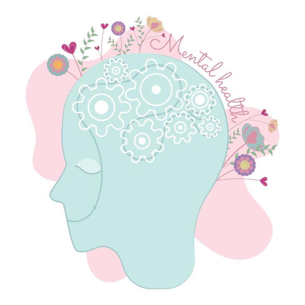 Mental health colored concept image Vector