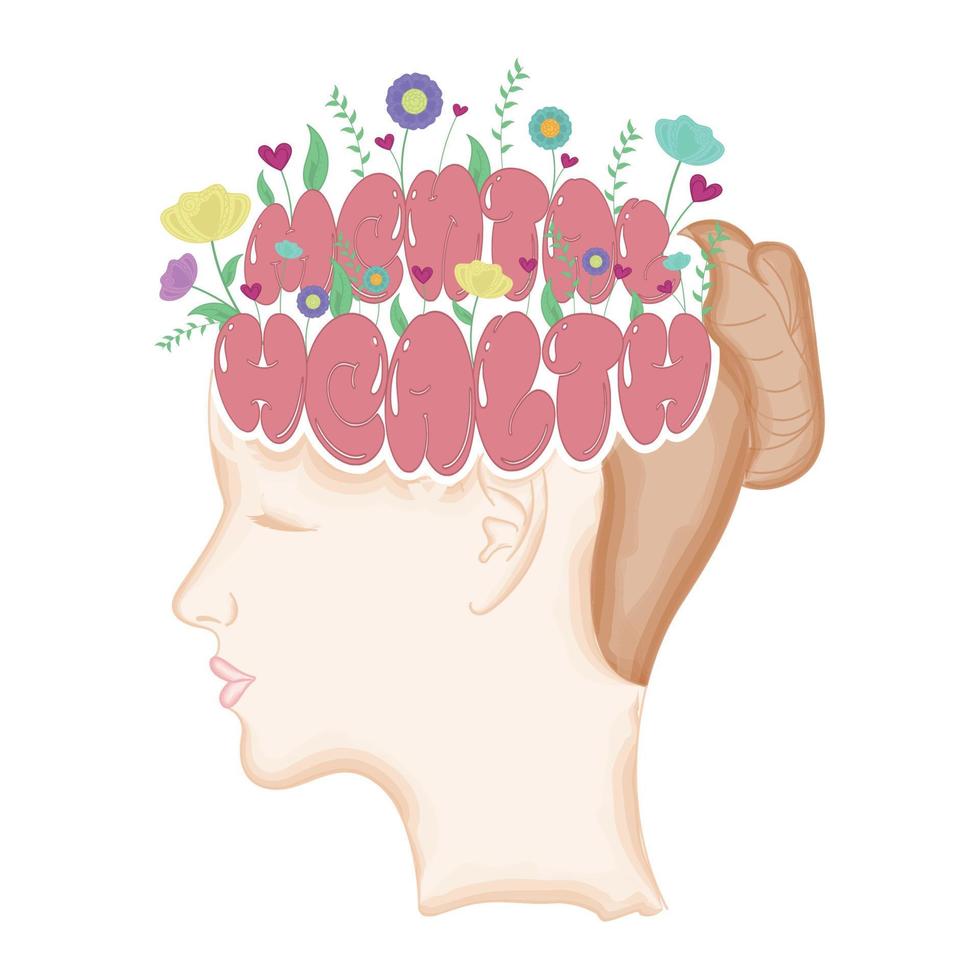 Mental health colored concept image Vector