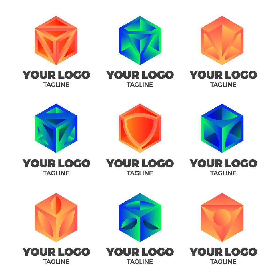 colección de logotipos de formas geométricas 3d vector