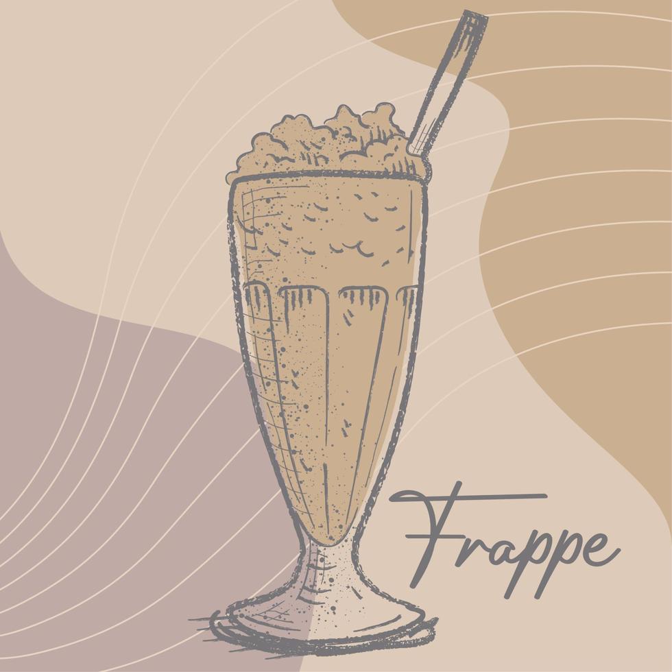 Sketch of a frappe coffee Vector