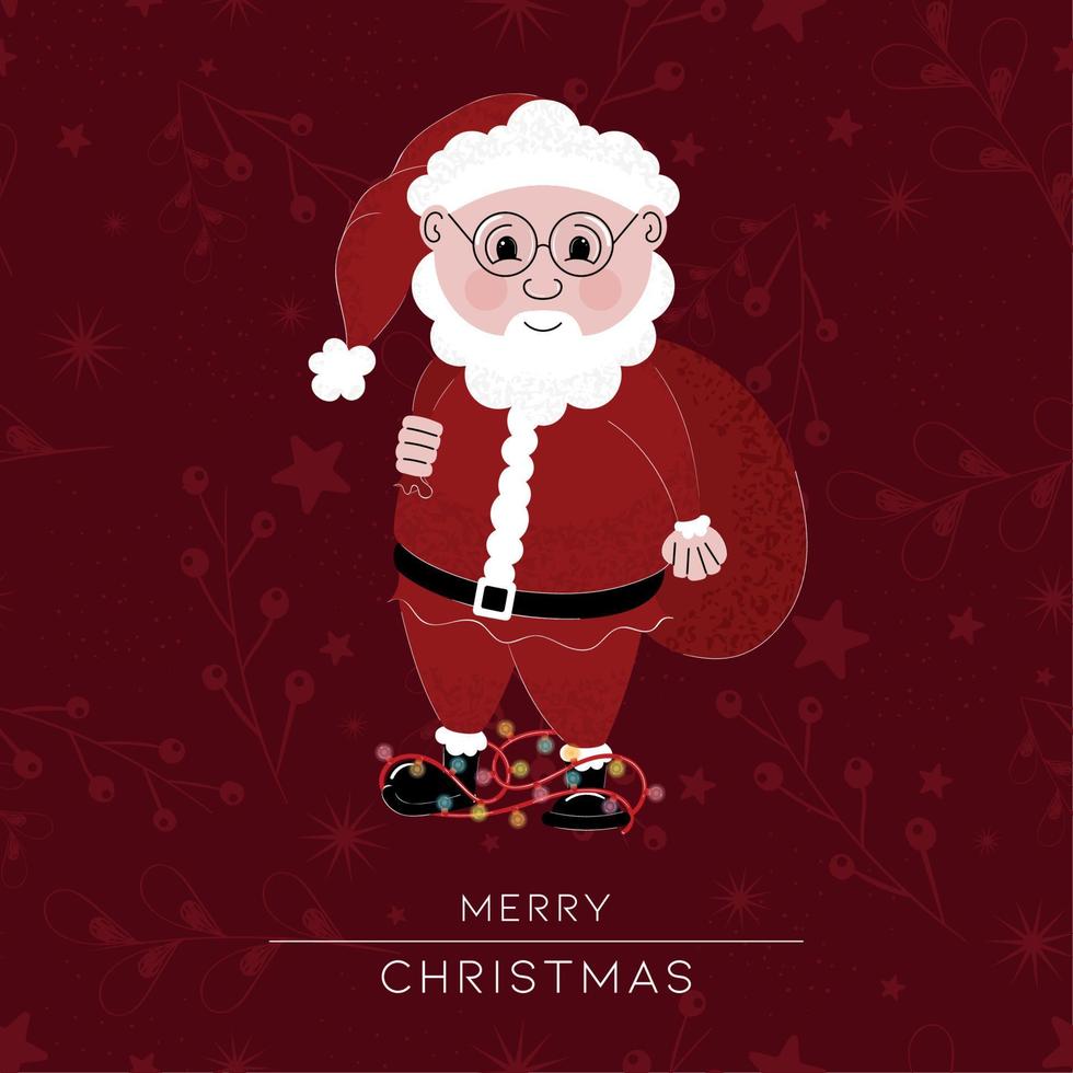 Santa Claus cartoon Merry christmas card Vector