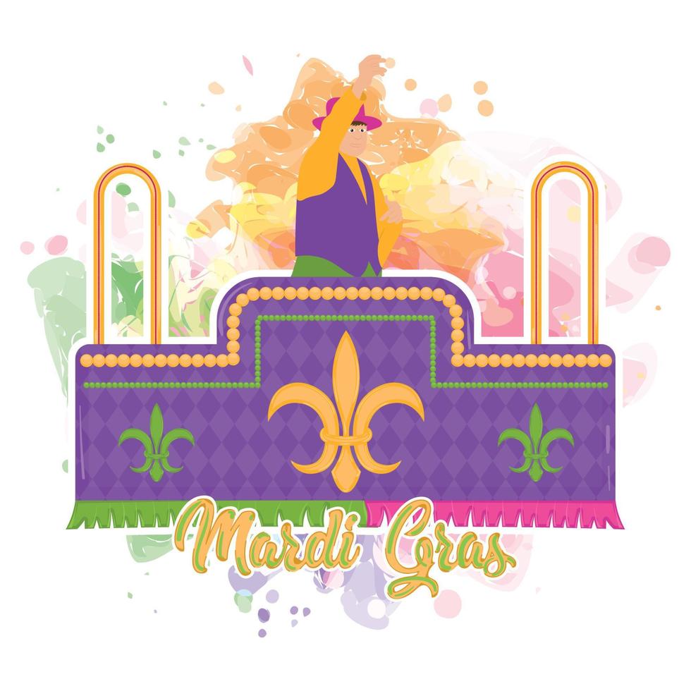 Mardi gras template Platform with magician character Vector