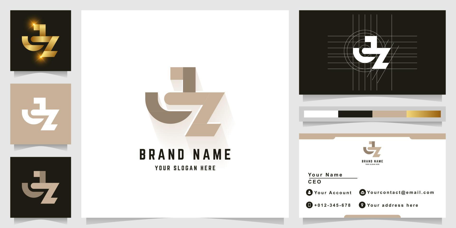 Letter JZ or aZ monogram logo with business card design vector