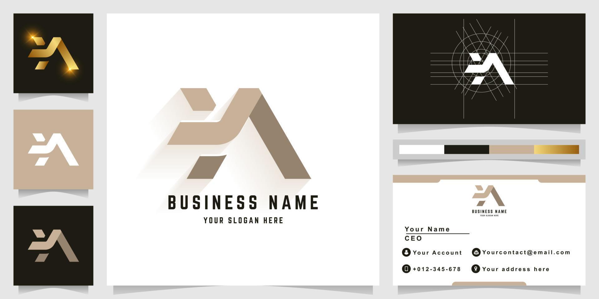 Letter YA or YN monogram logo with business card design vector