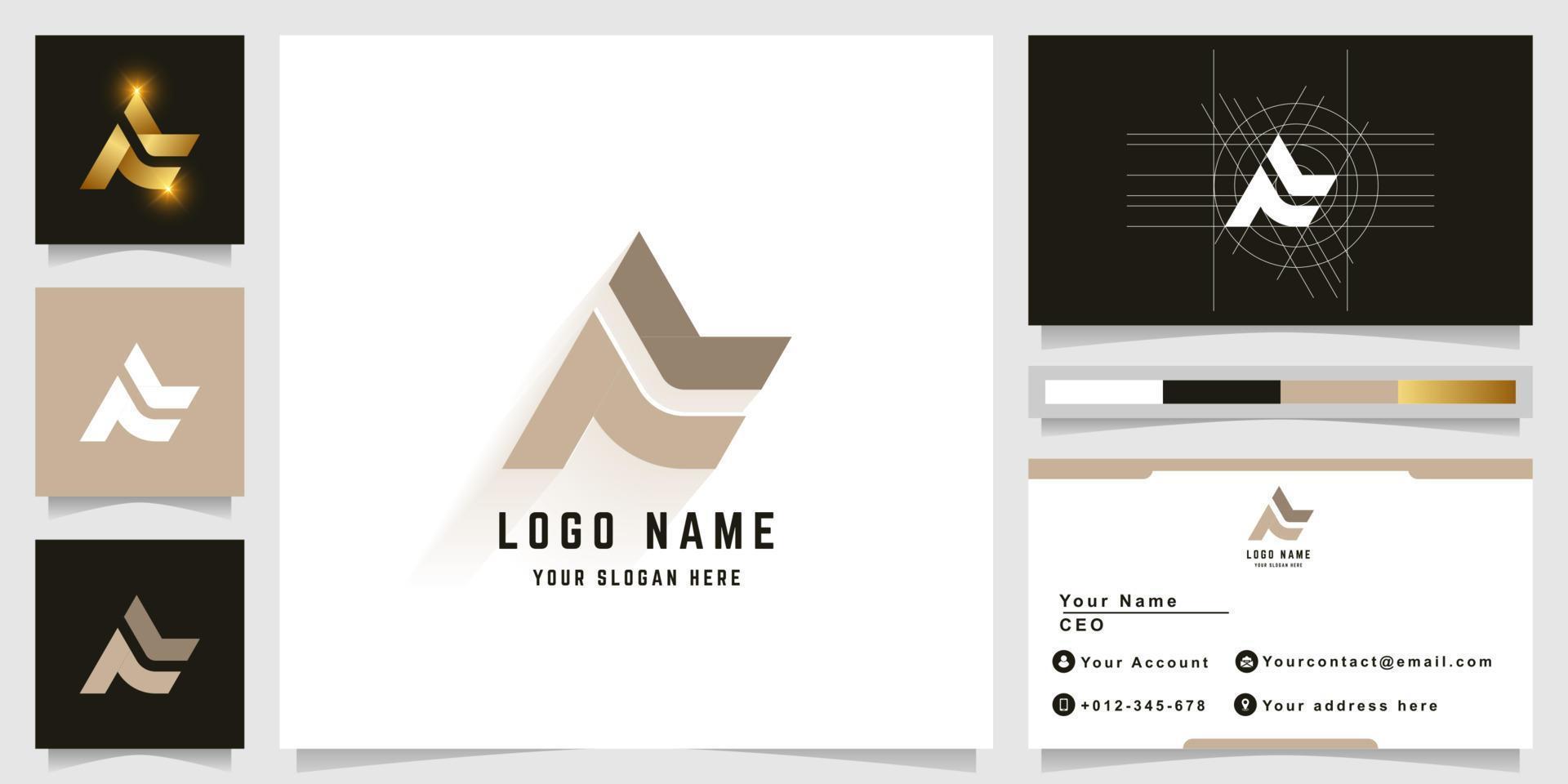 Letter AL or NL monogram logo with business card design vector