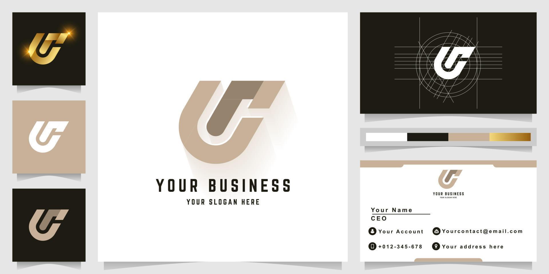 Letter Ur or Lr monogram logo with business card design vector