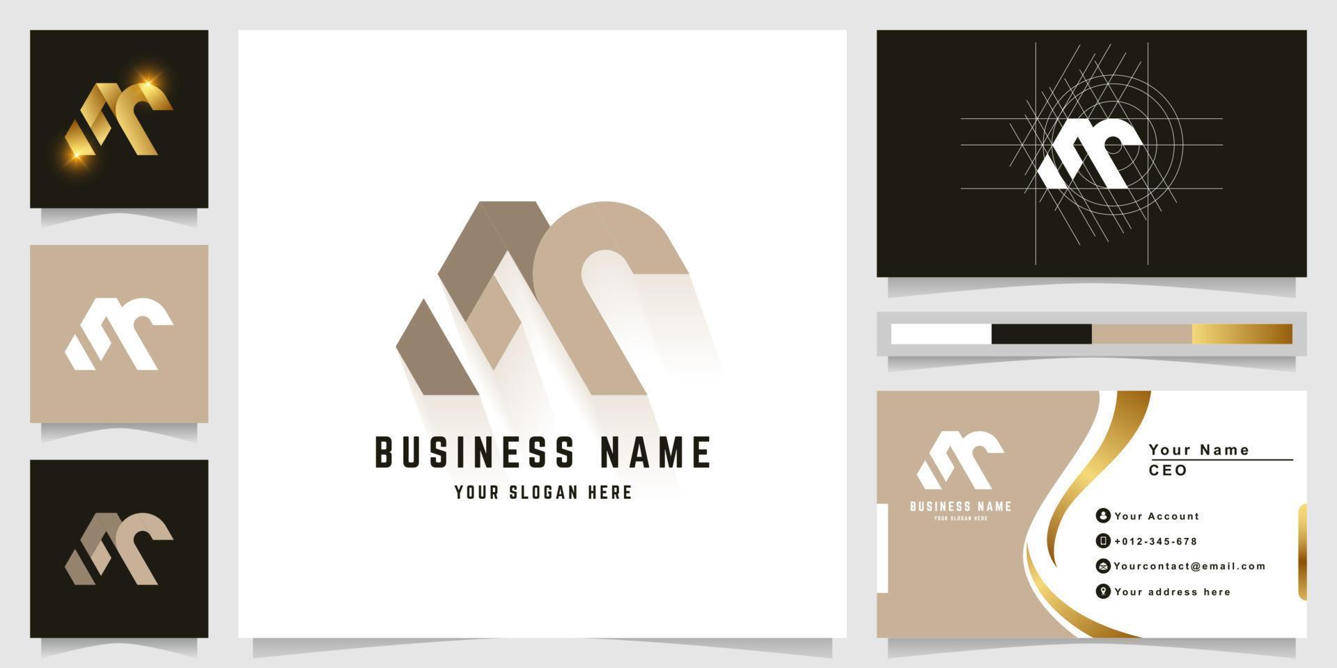 Letter Mr or Ay monogram logo with business card design vector