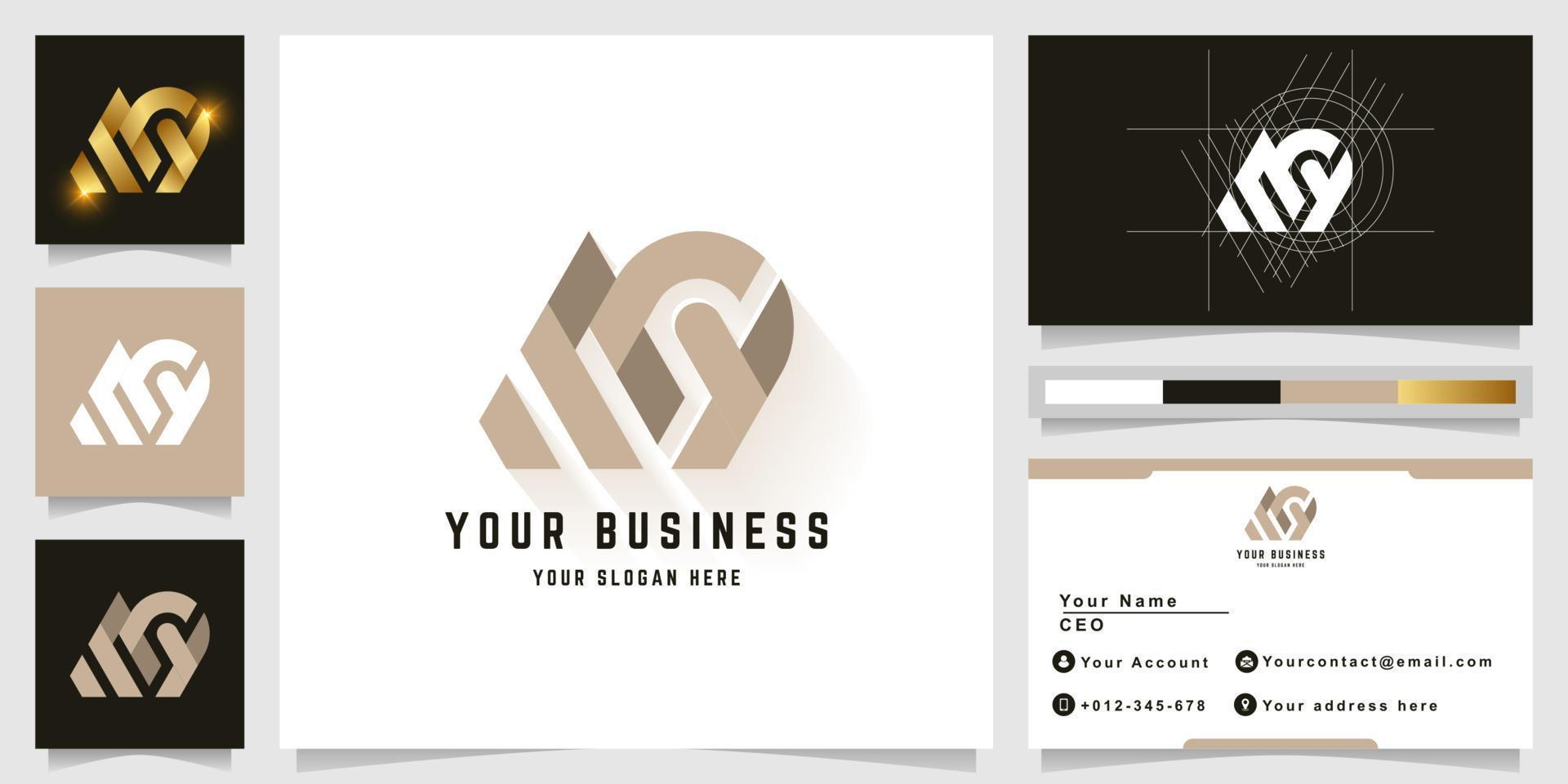 Letter MY or SCY monogram logo with business card design vector