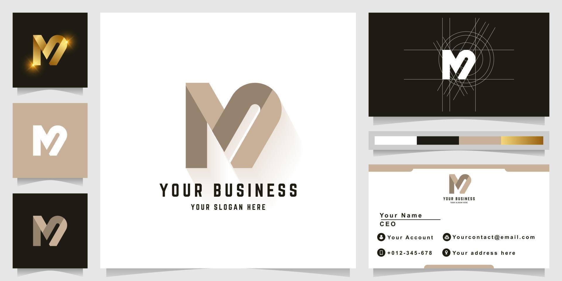 Letter M or MN monogram logo with business card design vector