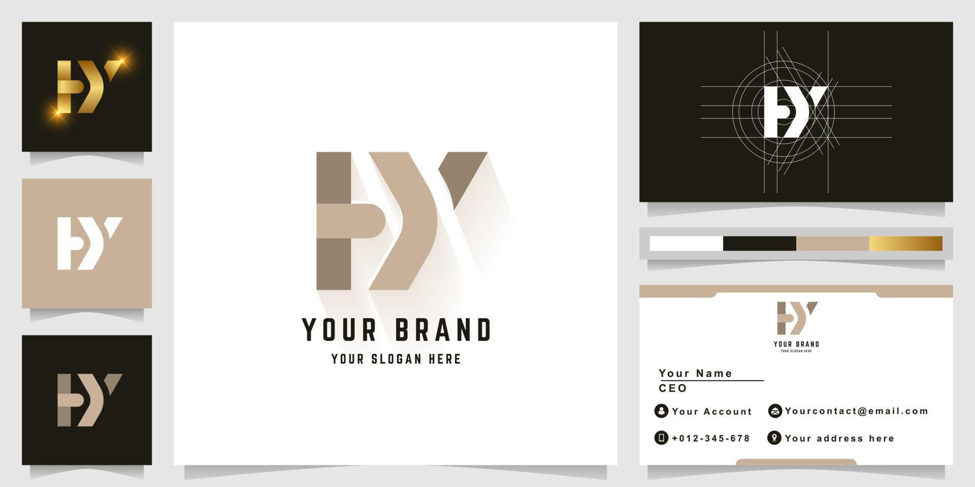 Letter HY or AY monogram logo with business card design vector