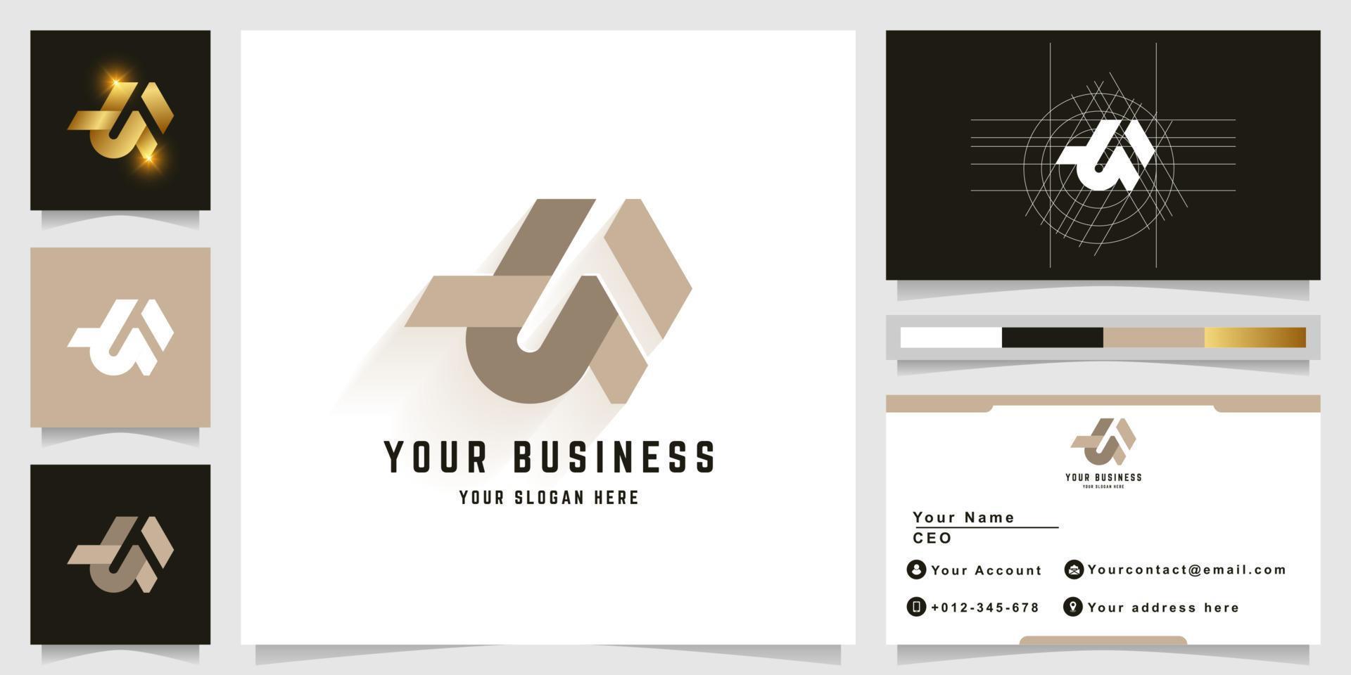 Letter tN or YNF monogram logo with business card design vector