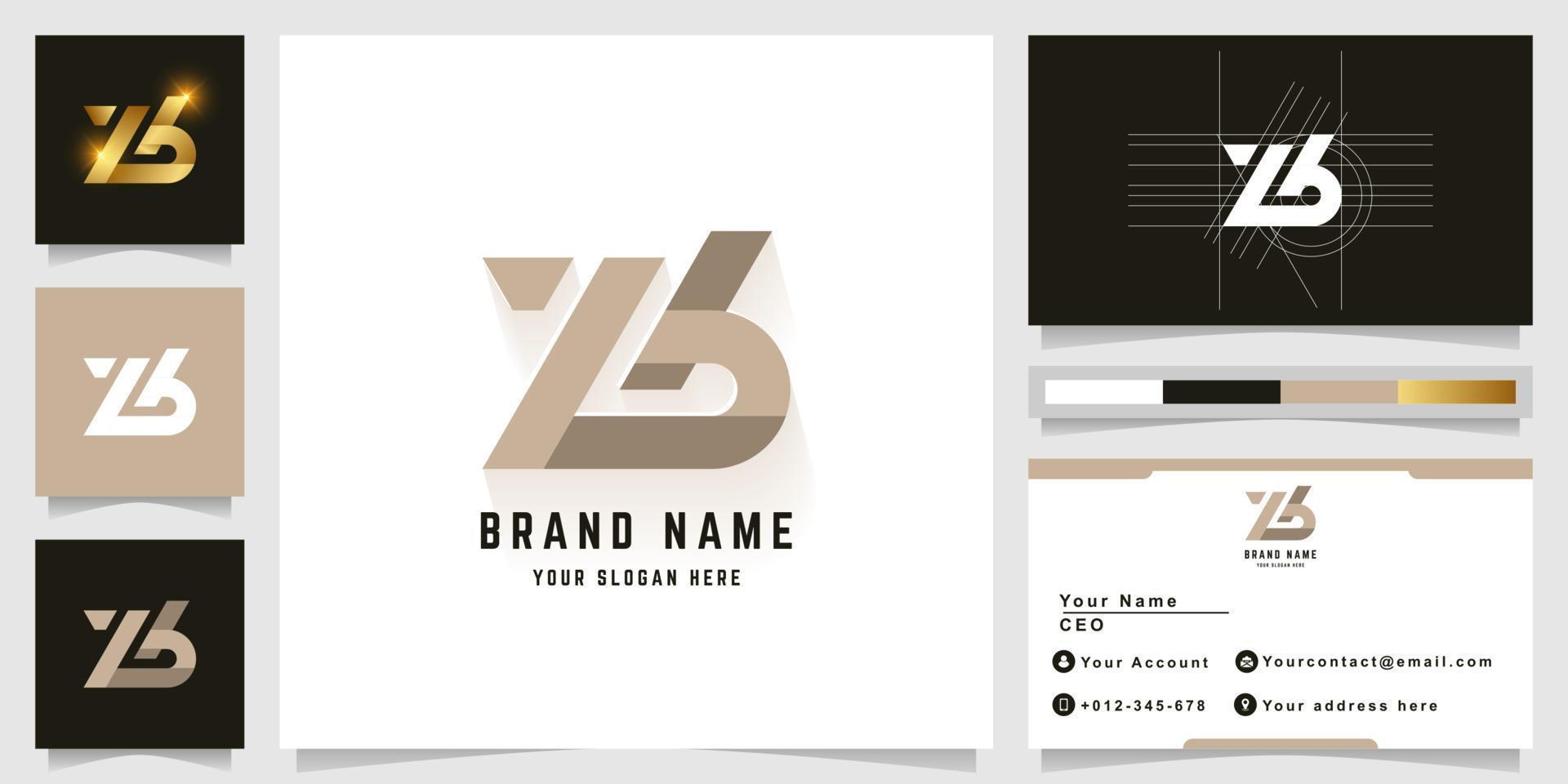 Letter Zb or Lb monogram logo with business card design vector